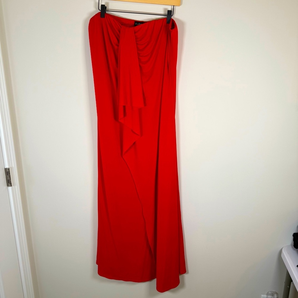 Lane Bryant Strapless Flowy Drapey Faux Wrap Midi Dress Red Plus Size 14/16 NWT